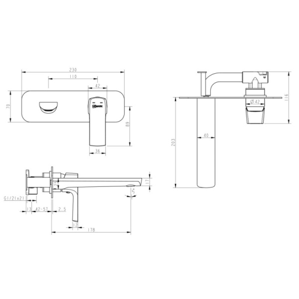 смеситель для раковины lemark ursus lm7226bl черный