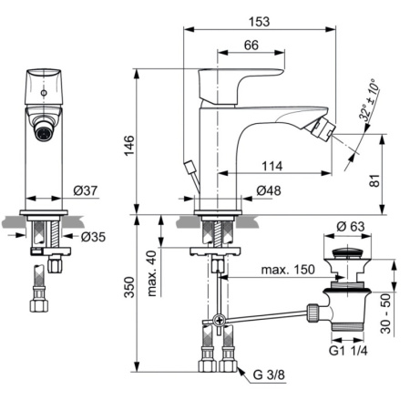 смеситель для биде ideal standard connect air a7030aa