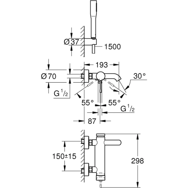 смеситель для ванны grohe essence 33628001