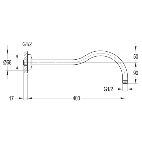 кронштейн для верхнего душа cezares liberty czr-tda6-01 хром