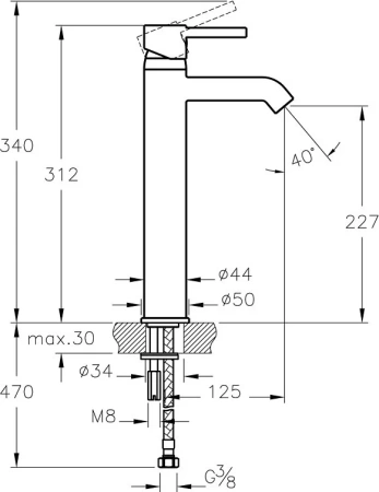 смеситель для раковины vitra minimax s a41990exp