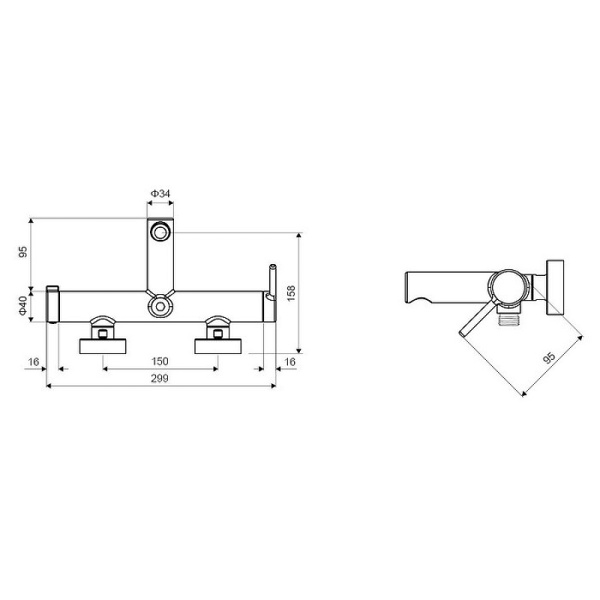 смеситель для ванны excellent pi arex.1205bl (черный мат)