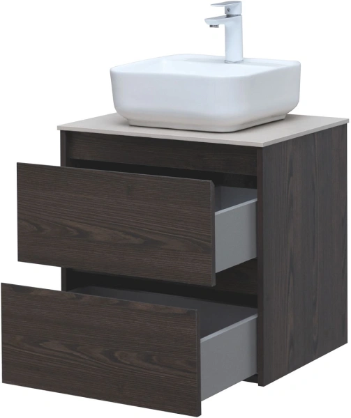 тумба под раковину aquanet nova lite 60 дуб черный, 2 ящика, 00287894