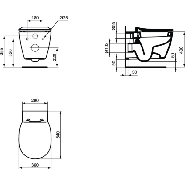 унитаз подвесной ideal standard connect e771801