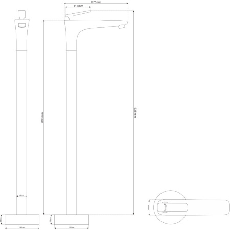 смеситель напольный для раковины nt bagno rinzo b nt46031а