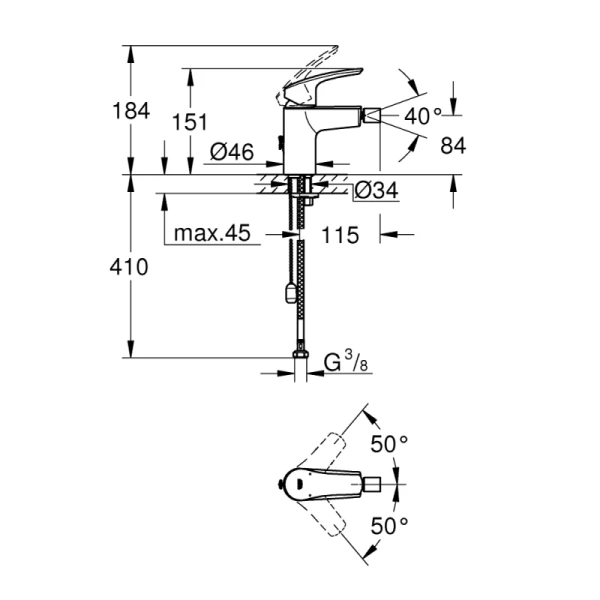 смеситель для биде с цепочкой grohe eurosmart 32927003