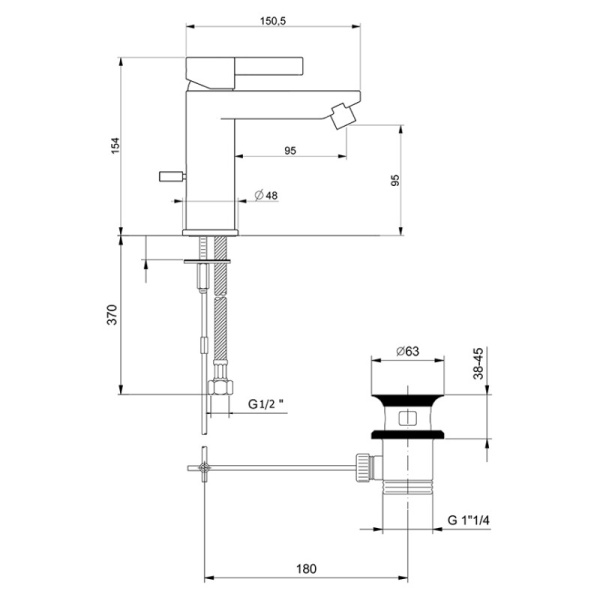 смеситель для биде webert doremi dr840102015 цвет хром