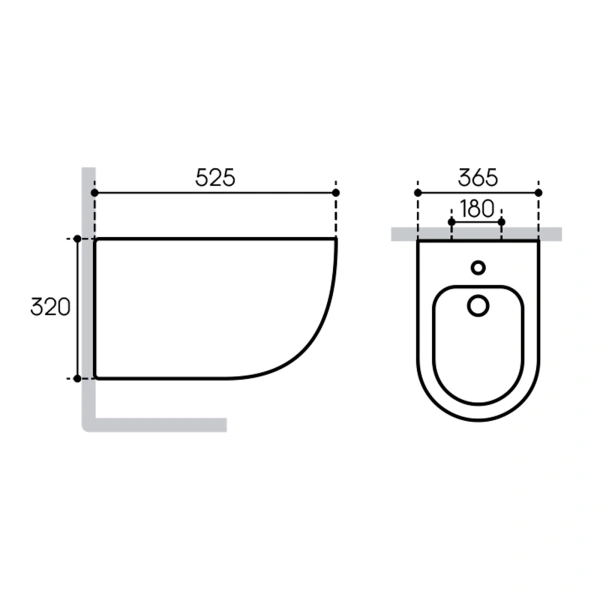 биде aqueduto ovo ovo0340 подвесное, 52.5х36.5 см, черный матовый