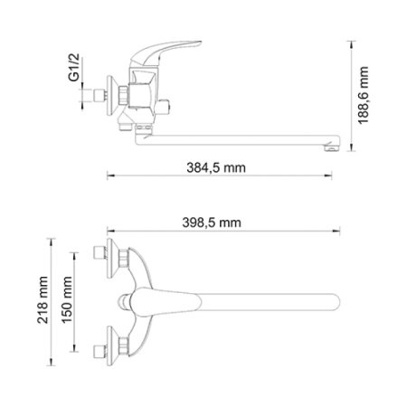 смеситель для ванны с душем wasserkraft rossel 2802l универсальный, цвет хром