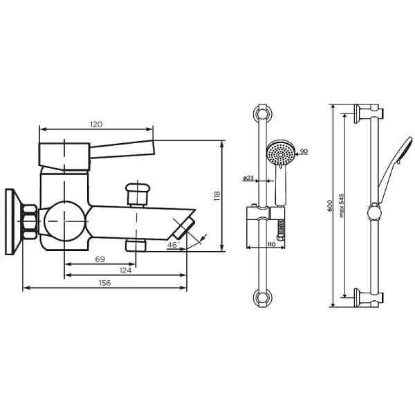 смеситель для ванны dorff logic new d0103030ss нержавеющая сталь