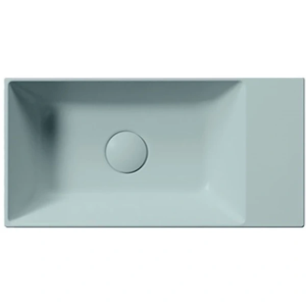 раковина gsi kube x 9486015 накладная, 50x25 см, ghiaccio opaco (голубой матовый)