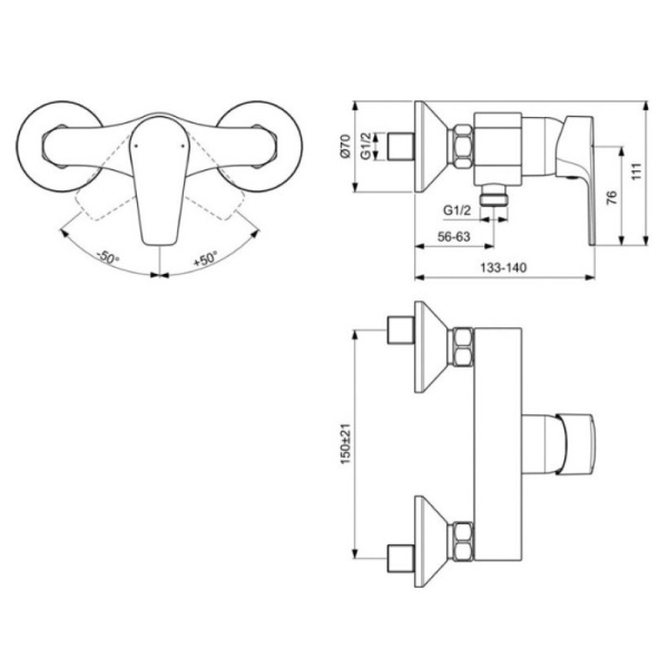 смеситель для душа ideal standard cerafine model d bc493aa