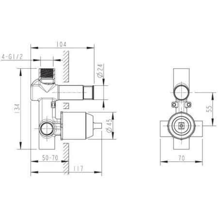 скрытая часть смесителя bravat d9100cp-eng