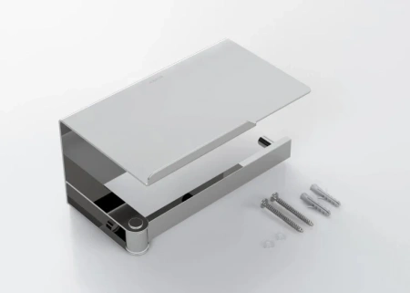 держатель туалетной бумаги aquatek либра aq4929cr с полкой для телефона, хром