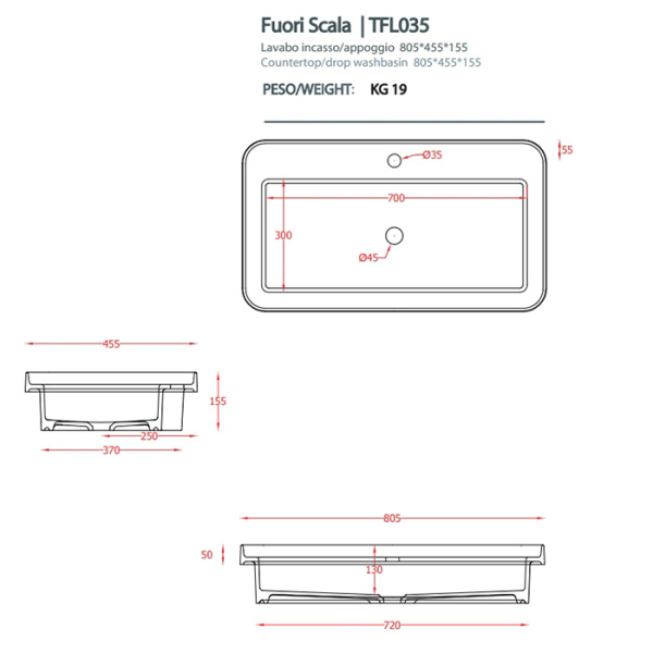 artceram fuori scala раковина встраиваемая 80х45 см, 1 отверстие, цвет: verde salvia