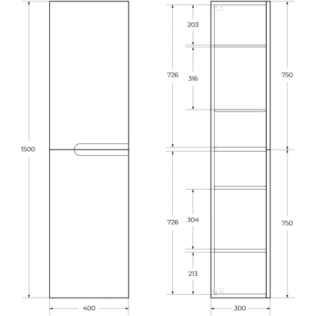 шкаф пенал cezares duet 40 duet-1500-2a-sc-gr-p подвесной grafito