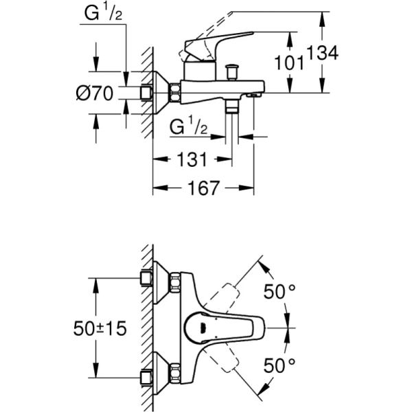 смеситель для ванны grohe bauflow 23756000