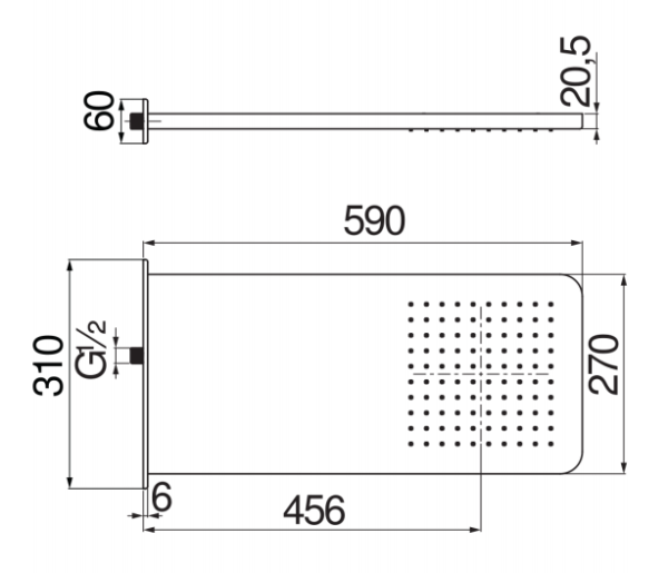 верхний душ nobili ad139/131cr chrome 59x27 см цвет хром