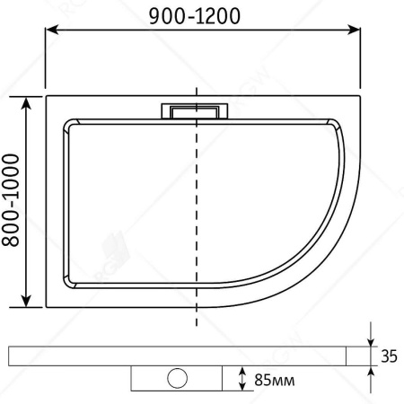 душевой поддон из искусственного камня rgw gws-41l 100x90 03150490-01l белый