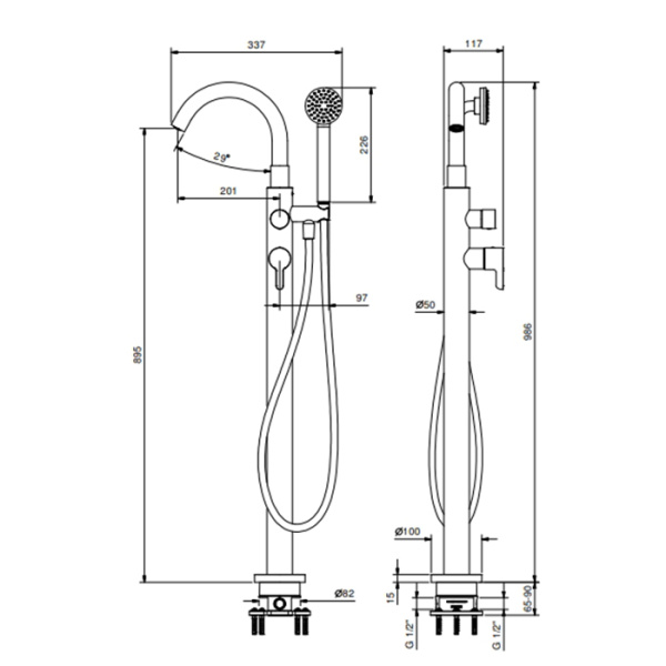 смеситель напольный для ванны fantini icona classic 53 p6 r080b цвет matt british gold pvd