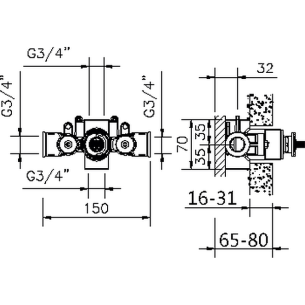 скрытая часть термостатического смесителя huber zb00722104 huber complementi zb00722104