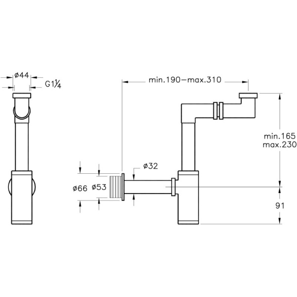 сифон для раковины vitra syphon хром, a45133