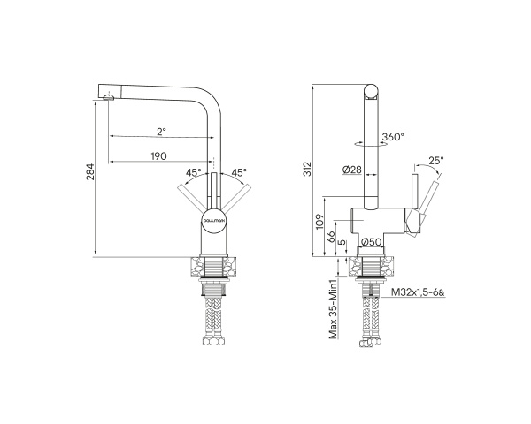 смеситель для кухни paulmark spring sp212067-gm, вороненая сталь