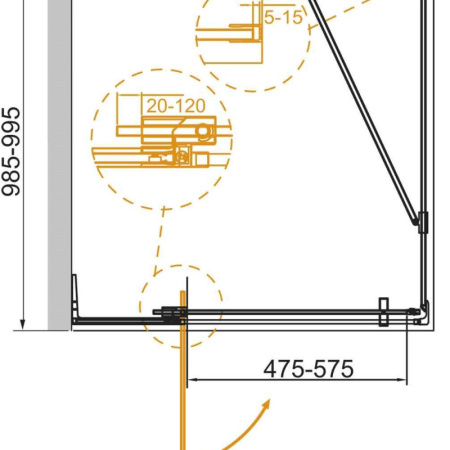 душевой уголок 80-90x99,5 cezares slider-ah-1-100-80/90-c-cr прозрачное