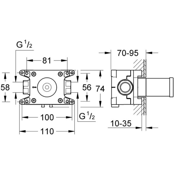 встраиваемый мехаизм grohe grohtherm f 35034000