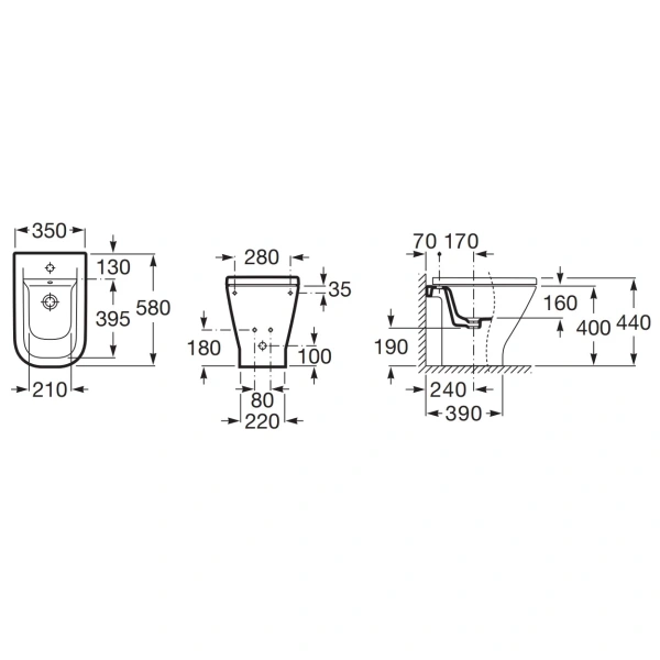 биде напольное roca the gap 357474000