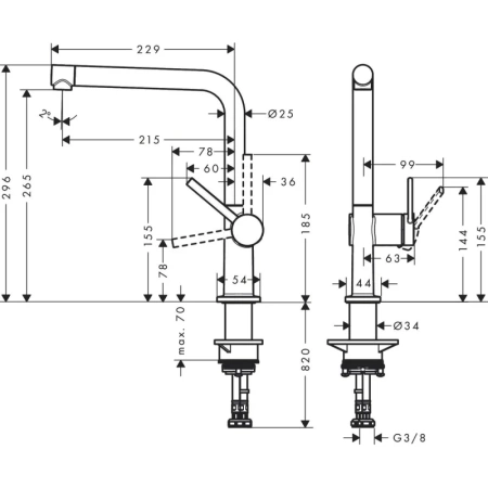смеситель для кухни hansgrohe talis m54 72840670, черный матовый