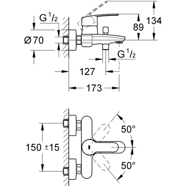 смеситель для ванны grohe eurostyle cosmopolitan 33591002