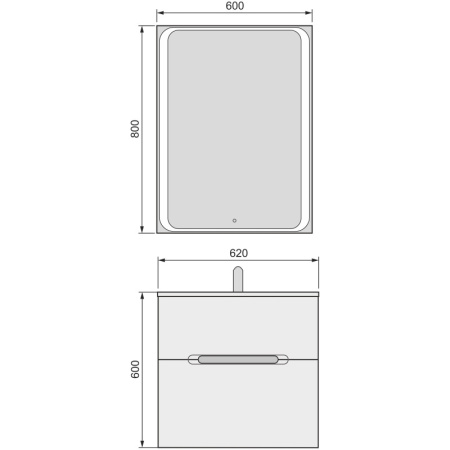 Зеркало 60x80 см Jorno Modul Mol.02.60/W