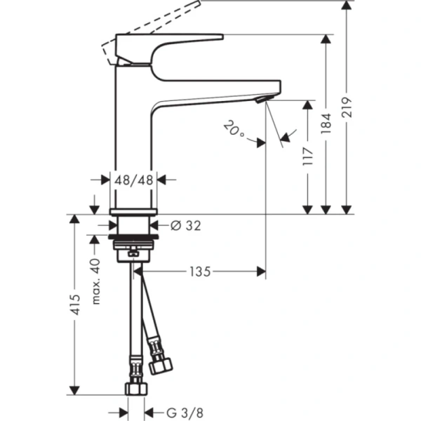 смеситель для раковины coolstart с донным клапаном hansgrohe metropol 32508000