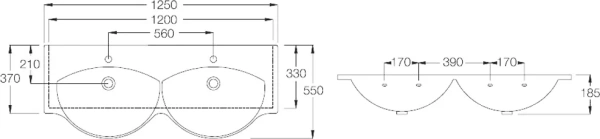 раковина hatria sophie y0q501 125 см, белая