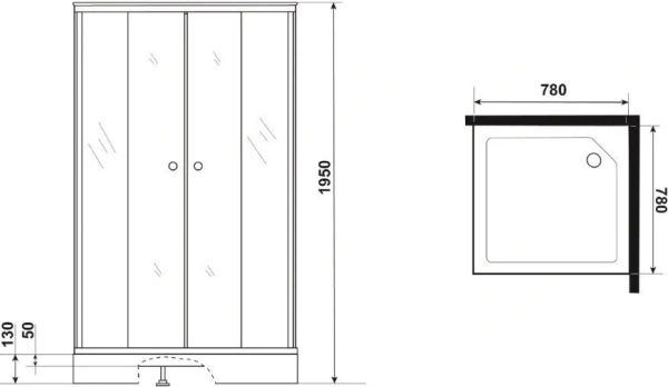 душевой уголок niagara nova ng-0180-14 80×80 профиль черный, стекло прозрачное с принтом