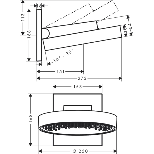 верхний душ hansgrohe rainfinity 250 1jet 26226000
