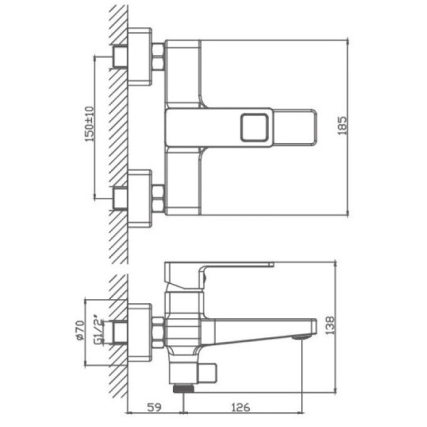 смеситель для ванны haiba hb60615 цвет хром