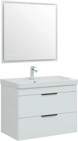 тумба под раковину aquanet ирис new 00310146 2 ящика, 81.5x47.5 см, белый глянец