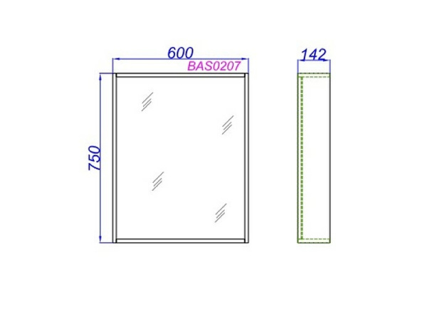 зеркало aqwella basic 60 bas0207dz дуб золотой