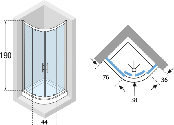 душевой уголок novellini lunes r lunesr80120w-1b