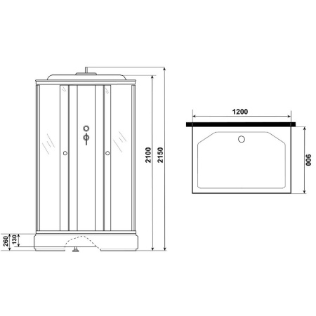 душевая кабина niagara promo 120x90 p120/90/26q/mt без гидромассажа