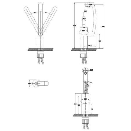 смеситель для кухни kaiser merkur 27033 хром