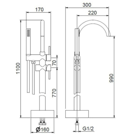 смеситель напольный для ванны webert rimini ri851101560