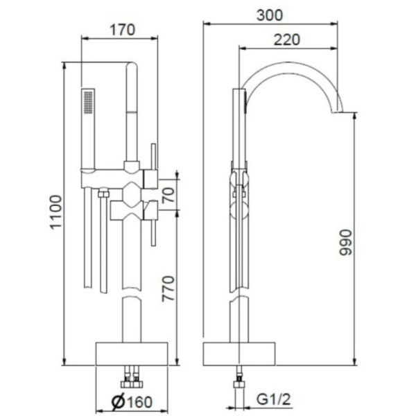 смеситель напольный для ванны webert rimini ri851101740