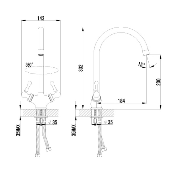 смеситель для кухни c высоким поворотным изливом lemark plus balance lm1305c