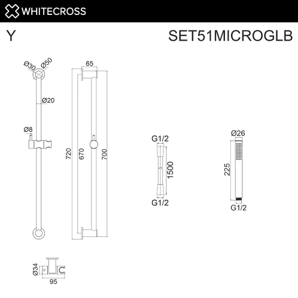 душевой гарнитур whitecross set51microglb цвет золото брашированное