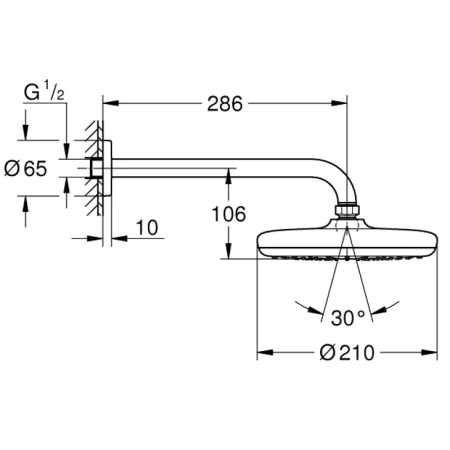 верхний душ 210 мм grohe tempesta 26412000