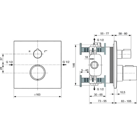 смеситель для душа ideal standard ceratherm т100 a7522xg