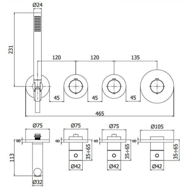 термостат для ванны paffoni modular box mde000cr